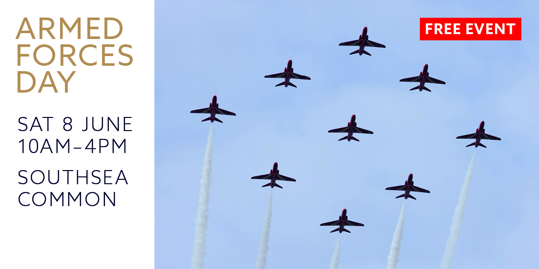 Portsmouth Armed Forces Day returns to Southsea Common on Saturday 8 June, and we are excited to announce that this year, the Red Arrows will be doing a full display as part of a packed day of events. Entry is free, no tickets needed: ow.ly/Nrzc50RAyb6