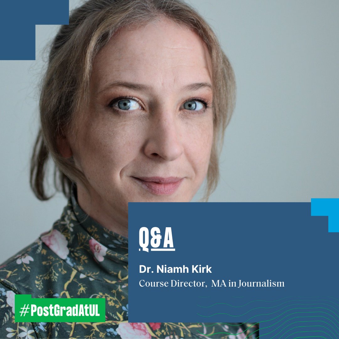 🔍 Meet Dr. Niamh Kirk, Course Director of MA Journalism at UL. In our Q&A, she dives into the programme's unique features, curriculum focus, and career prospects. Read the full interview here: eu1.hubs.ly/H091fF00 #StayCurious #StudyAtUL @ResearchArtsUL @StudyArtsUL