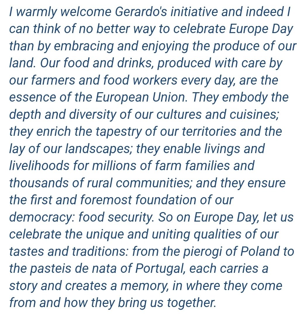 🙏 Huge thanks to @EUAgri Commissioner @jwojc, another supporter of the #PastEUs initiative! Here's his message for the occasion, together with his invite to celebrate #EuropeDay with European food!