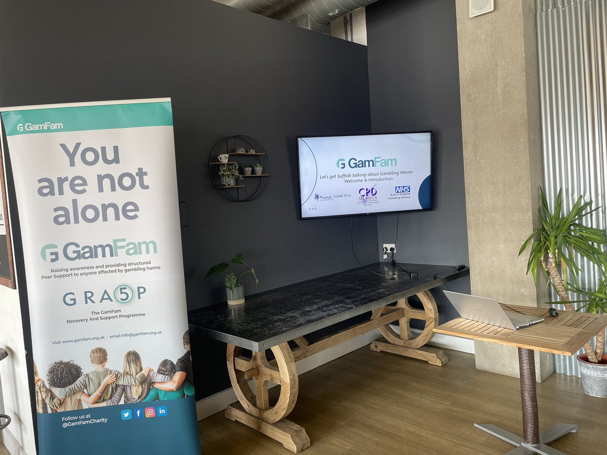 GamFam (@gamfamcharity) on Twitter photo Looking forward to our “Let’s get Suffolk talking about Gambling Harms” event tonight at Paddy & Scott’s in Ipswich. Thanks to our friends <a href="/SuffolkMind/">SuffolkMind</a> and <a href="/NHSEastEngland/">NHS East of England</a> for coming along to present too #gamblingharms #peersupport Looking forward to our “Let’s get Suffolk talking about Gambling Harms” event tonight at Paddy & Scott’s in Ipswich. Thanks to our friends <a href="/SuffolkMind/">SuffolkMind</a> and <a href="/NHSEastEngland/">NHS East of England</a> for coming along to present too #gamblingharms #peersupport