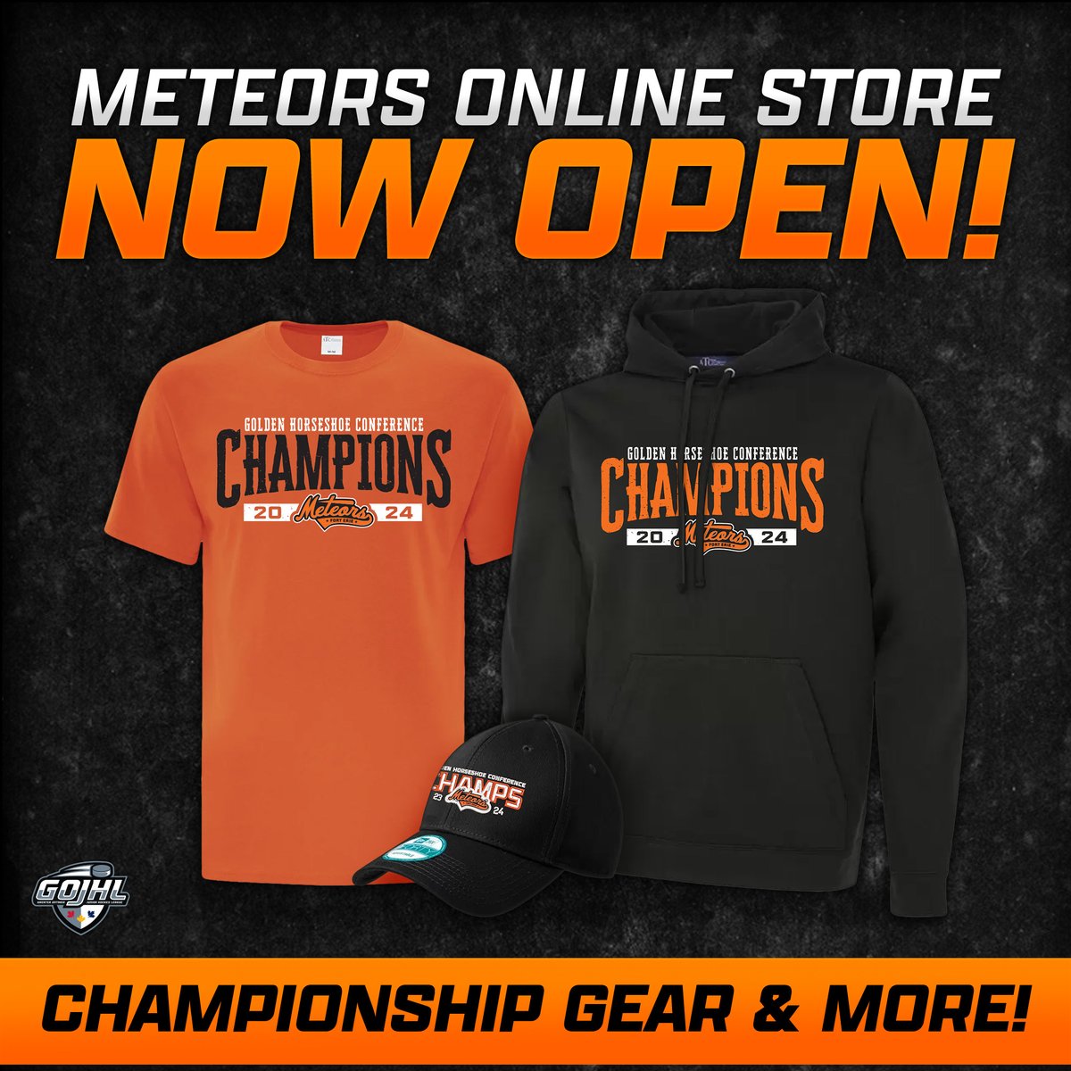 Check out the new CHAMPIONSHIP GEAR! Shop everything Fort Erie Meteors now!☄️ stores.inksoft.com/forterie-meteo… #ChampionsForever | @GOJHL