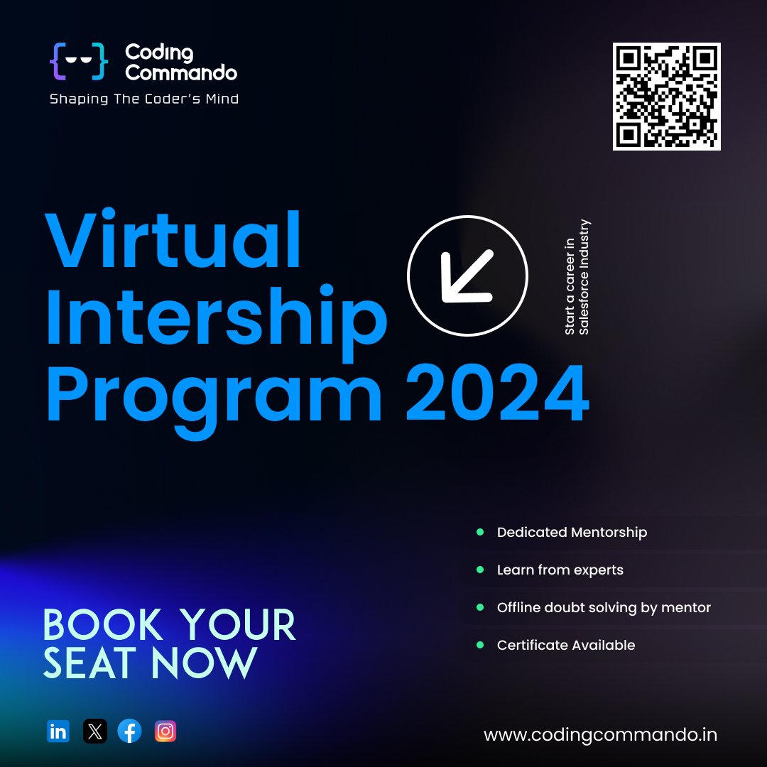 Coding_Commando's tweet image. Attention Students! 
Internship for BCA, MCA &amp;amp; MBA students 

Opportunity to boost your career with our Virtual Internship Program &amp;amp; Dive into the world of Salesforce, gain hands-on experience

Register now to secure your place:
forms.gle/4W3xZDtsqKRLj4…

#internshipopportunities