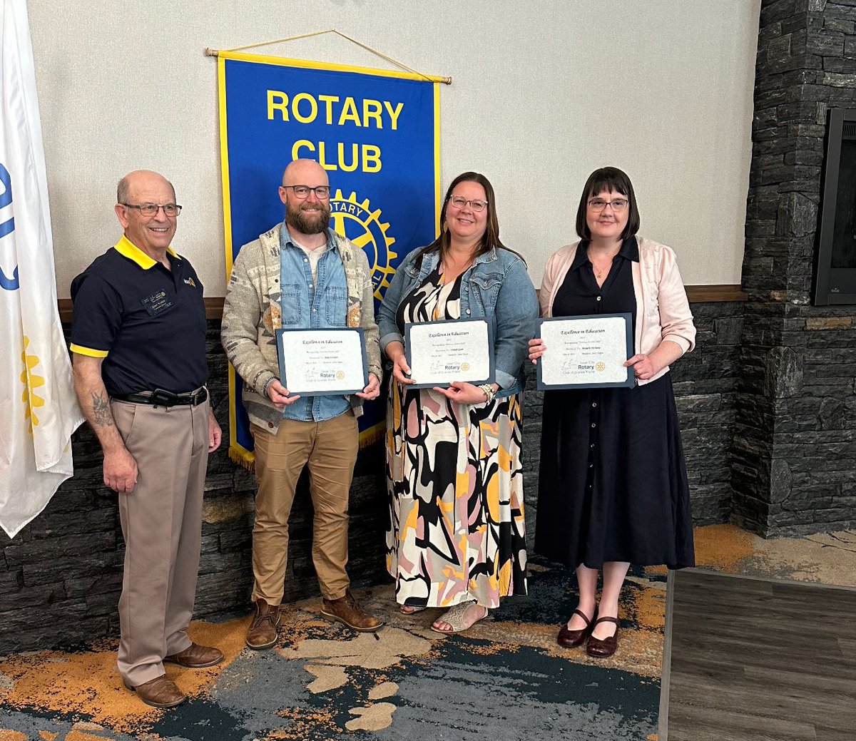 GPPSD2357's tweet image. Excellence in Education Award! Congrats to our #GPPSD Multidisciplinary Team who were recognized by the Rotary Club of GP for their dedicated support of staff as they plan complex programming. The team’s collective expertise supports a vision of #OptimumLearning for all students.