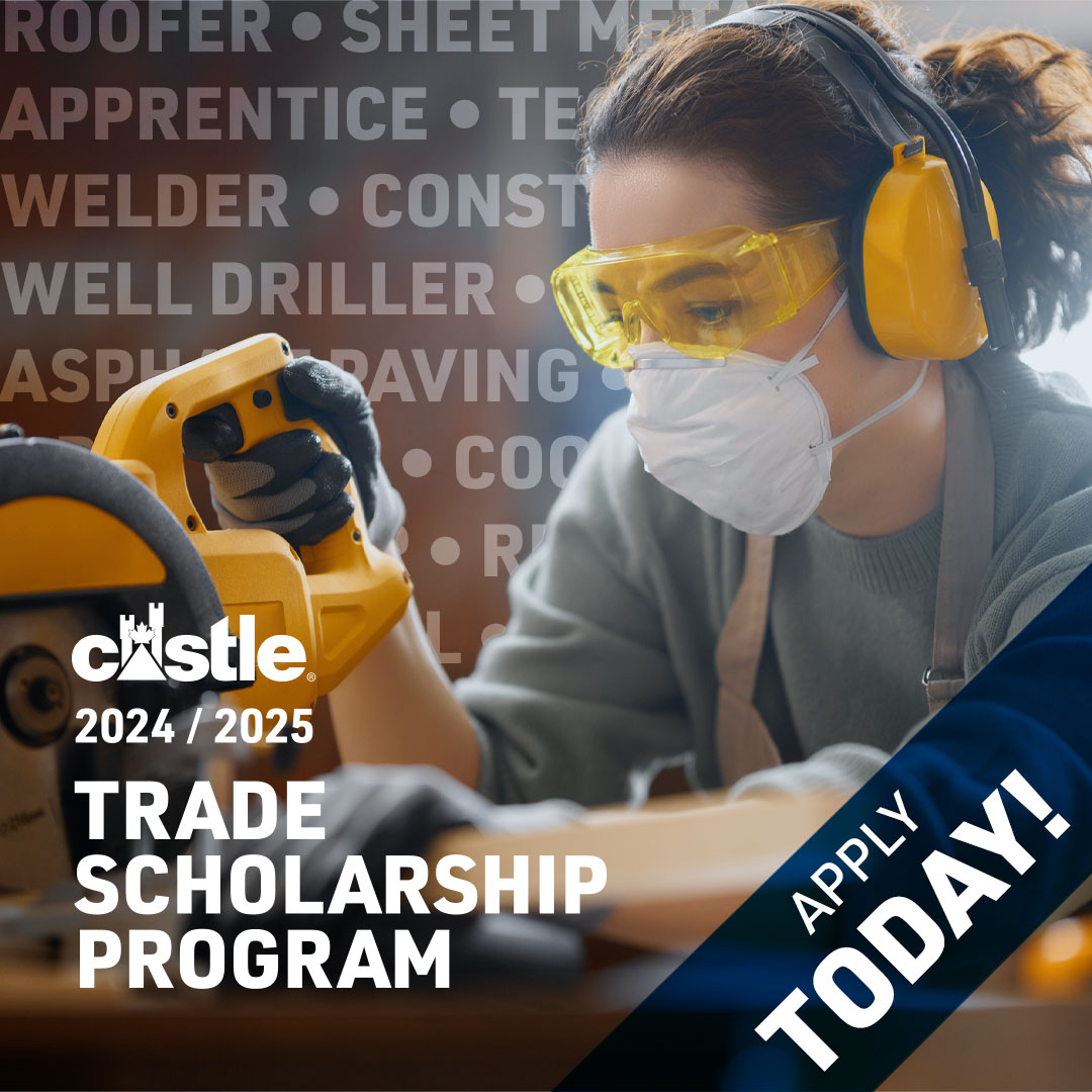 Build your future in skilled trades with Castle! Apply now for the 2024/2025 Castle Trade Scholarship for your studies at a recognized Canadian Trades Program. Don’t miss out— the deadline is August 16, 2024! Full details available at castle.ca/tradescholarsh…