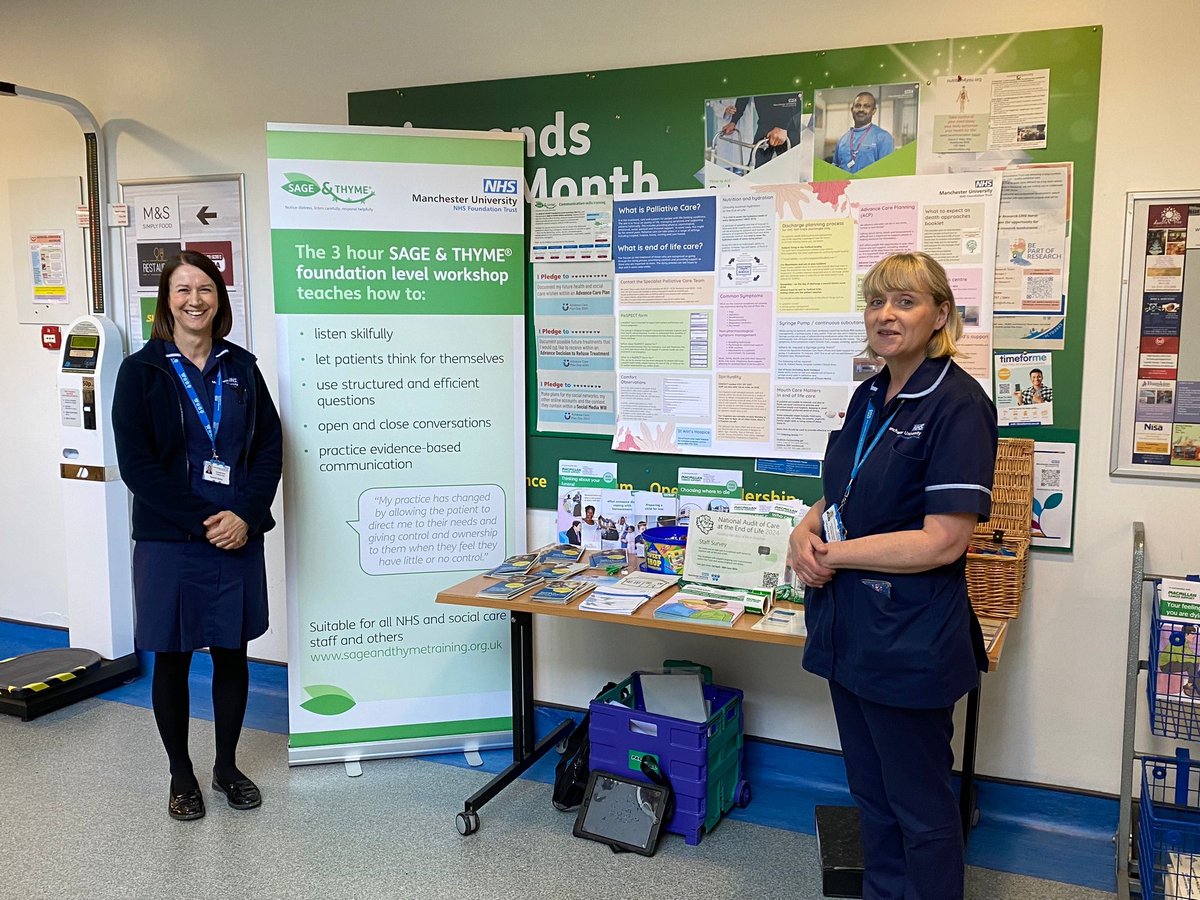 Fantastic to meet some of our amazing staff today to talk about death and dying. Keep the conversations going back in your areas. If you haven’t already consider booking onto Sage & Thyme to improve your confidence with these conversations. @NmghSpct @EOLC_TeamMRI @MFTnhs