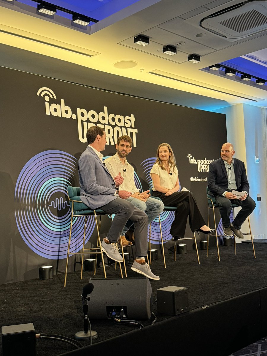 “If you get into reality TV, you get access, but not credibility. I have a lot of opinions, so I found a home in #podcasting. It doesn’t even feel like work,” - @NickViall on stage with @abcaudio's @eaalesse and Stephen Pickens & Anthony Savelli of @LibsynAds #IABPodcastUpfront