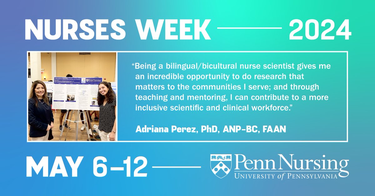 Dr. Adriana Perez (@AdrianaPerez98) shares what nursing means to her: 'Being a bilingual/bicultural nurse scientist gives me an incredible opportunity to do research that matters to the communities I serve.'