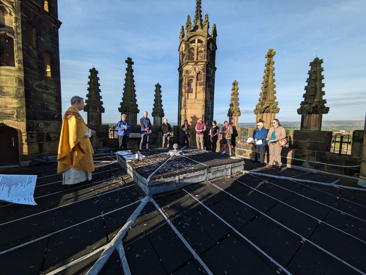 The ultimate 'high' Mass - Ascension Day morning Eucharist on tower of @stgileswrexham