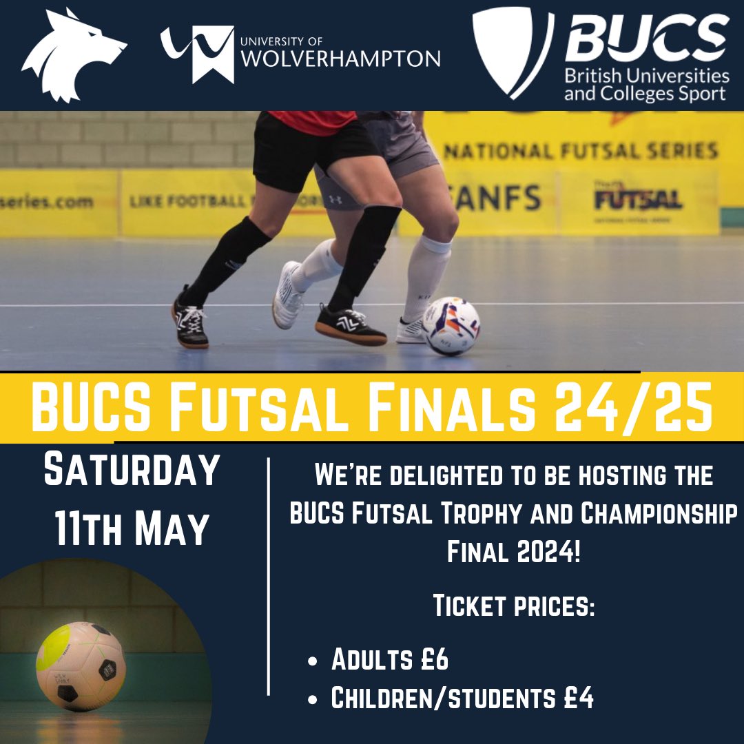 We’re looking forward to hosting the BUCS Futsal Finals once again this year! Tickets are still available using the link below: eventbrite.co.uk/e/bucs-futsal-… Come down and watch the best university futsal at our Walsall Campus Sports Centre! #bucssport #futsal #unisport