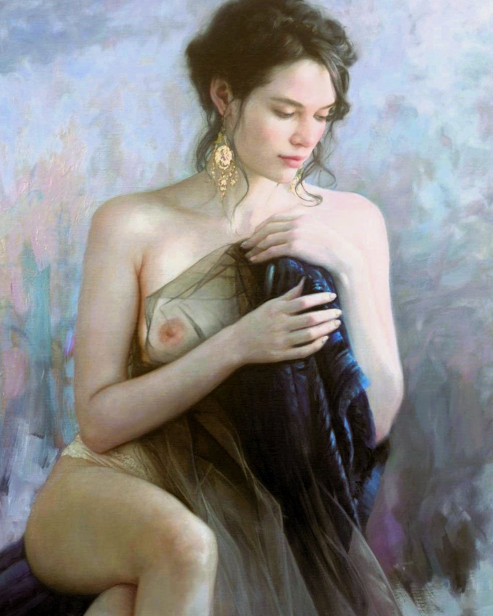 🌹💜🌹
'Sensuality is the silent language of desire, expressed through the senses.' 
- - - - Immanuel Kant. 🪶💜

Catherine La Rose. 
Mark Arian. (1947)🖌️🌹
American Painter.
