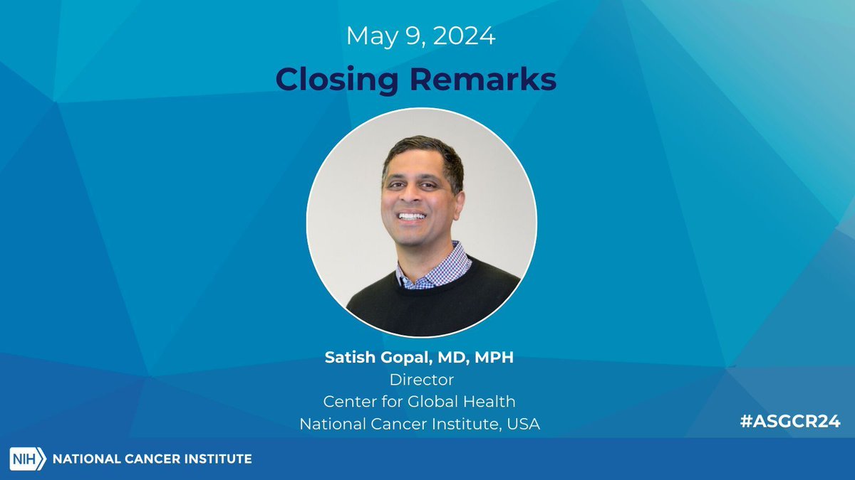 As @NCIGopal closes out Day 4 of #ASGCR24, we thank everyone for joining us and participating in this inspiring Symposium. Be sure to save the date and join us next year for ASGCR 2025! May 5-8, 2025.