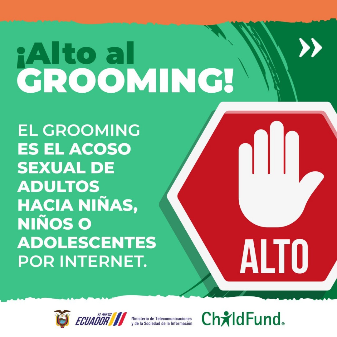 '📷 #NaveguemosSeguros | ¡Alto al Grooming!
Juntos, eliminemos el acoso sexual en línea hacia niñas, niños y adolescentes.
📷 Accede a las acciones que debes seguir para combatir el grooming: bit.ly/AltoAlGrooming
#StopGrooming #InternetSeguro #ProtegeALaNiñez #ChildFundEcuador