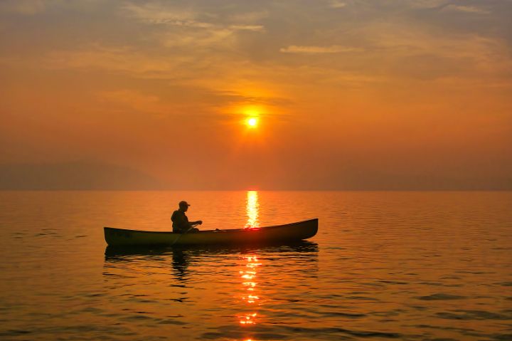 New art for sale! 'Sunset Canoe on Waldo Lake'. Buy at: ArtPal.com/sheliahunt?i=2…