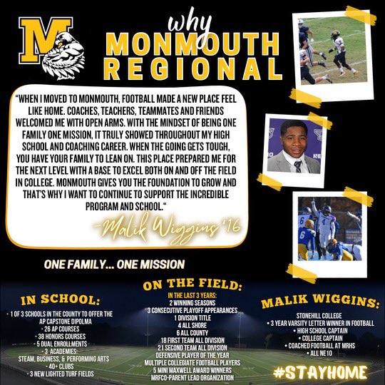 This weeks “Why Monmouth Regional” 2016 graduate Malik Wiggins