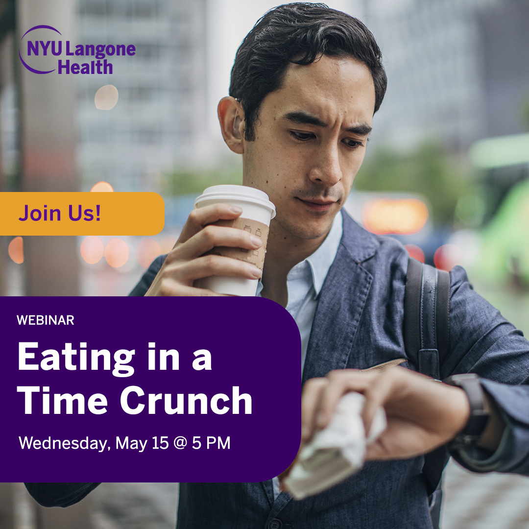 Do you find it challenging to eat well when your schedule fills up? Join us on 5/15 at 5 pm for a free webinar to hear clinical nutritionist, Heather Hodson, RD, share important strategies for making nutritious choices that fit into a busy lifestyle. bit.ly/3sqnoO2