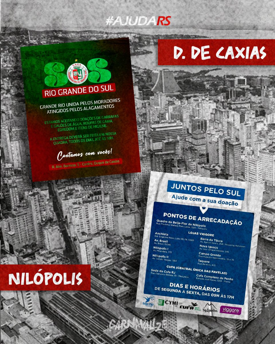 Carnavalize's tweet image. “A união é bonita e a gente acredita na força do irmão!” #AjudaRS #CarnavalizeConosco #SambaSolidário