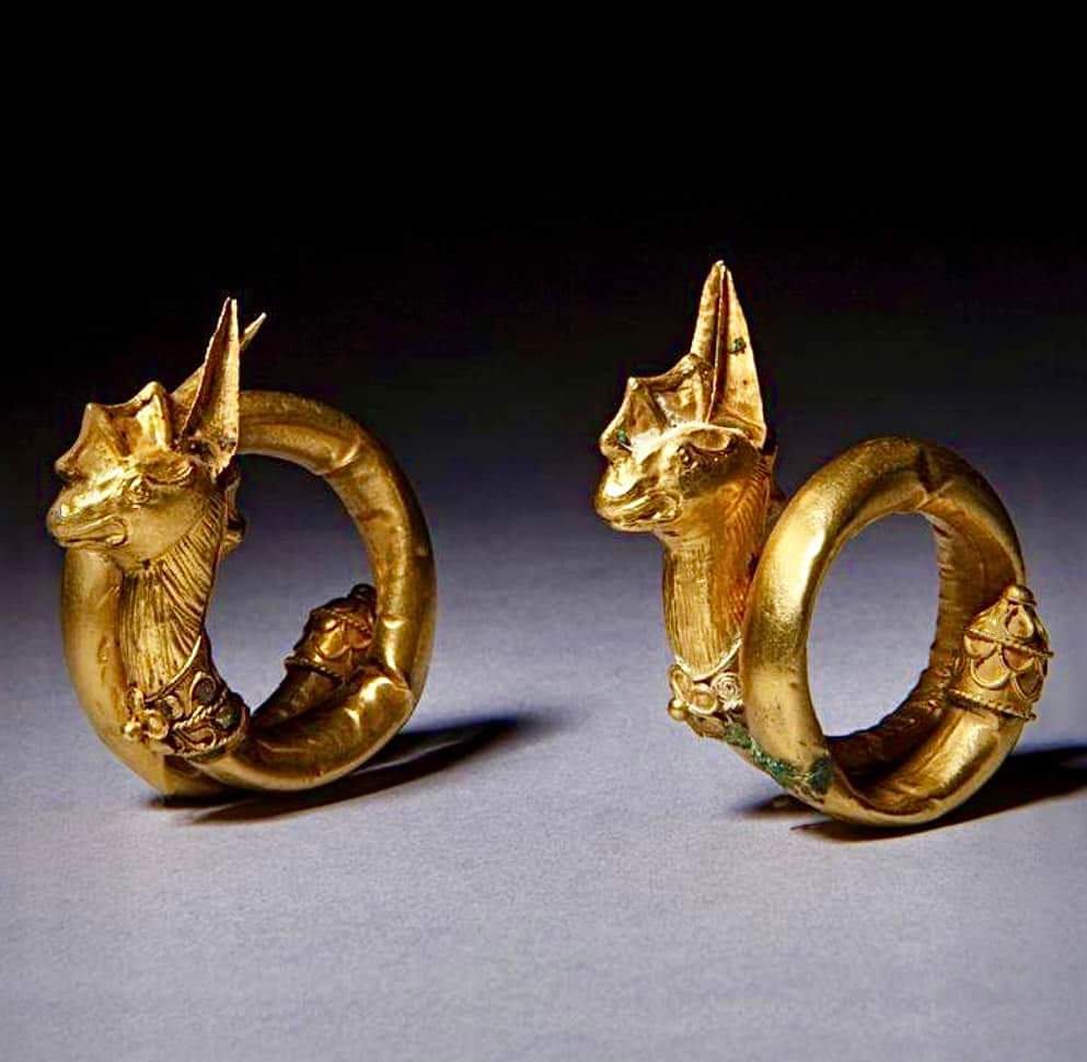 A Greek Gold Pair of Dragon Ear Ornaments (2nd Millennium BC), from Cypriot, Greece. 

MET Museum

#drthehistories