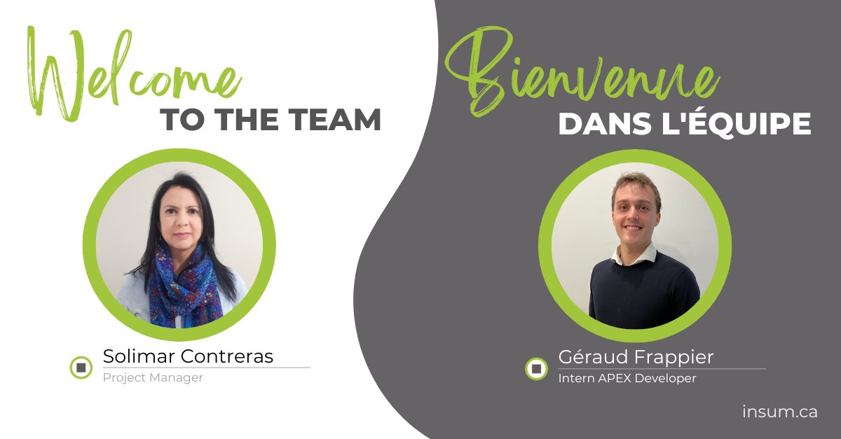 Big News! We're excited to welcome Solimar Contreras as Project Manager and Géraud Frappier as Intern APEX Developer to our Montreal team! Welcome aboard! #orclapex
