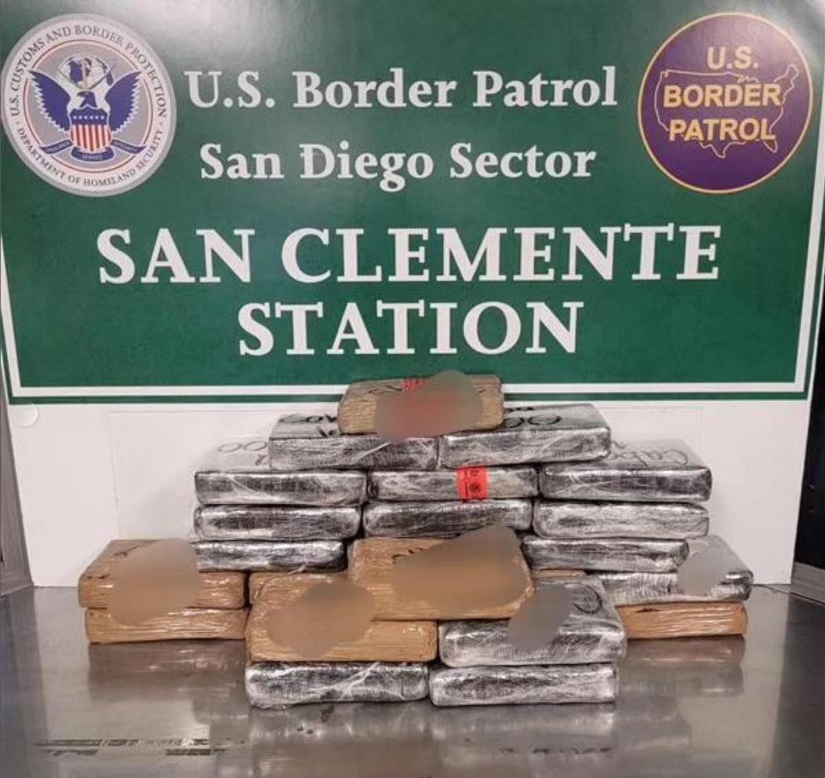 This past week, USBP agents & their partners seized +700 lbs. of hard narcotics: +450 lbs. Cocaine +170 lbs. Fentanyl +65 lbs. of Meth +25 lbs. of Liquid Meth That's over $10M of dangerous drugs.