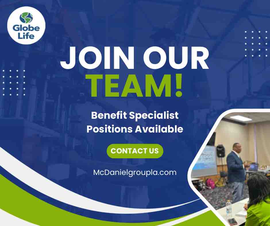 Ready to be part of something extraordinary? We’re on the lookout for passionate individuals to join our dynamic team as a benefit specialists. 

#applynow #nowhiring #globelifelifestyle #McDanielAgencies #MTXE