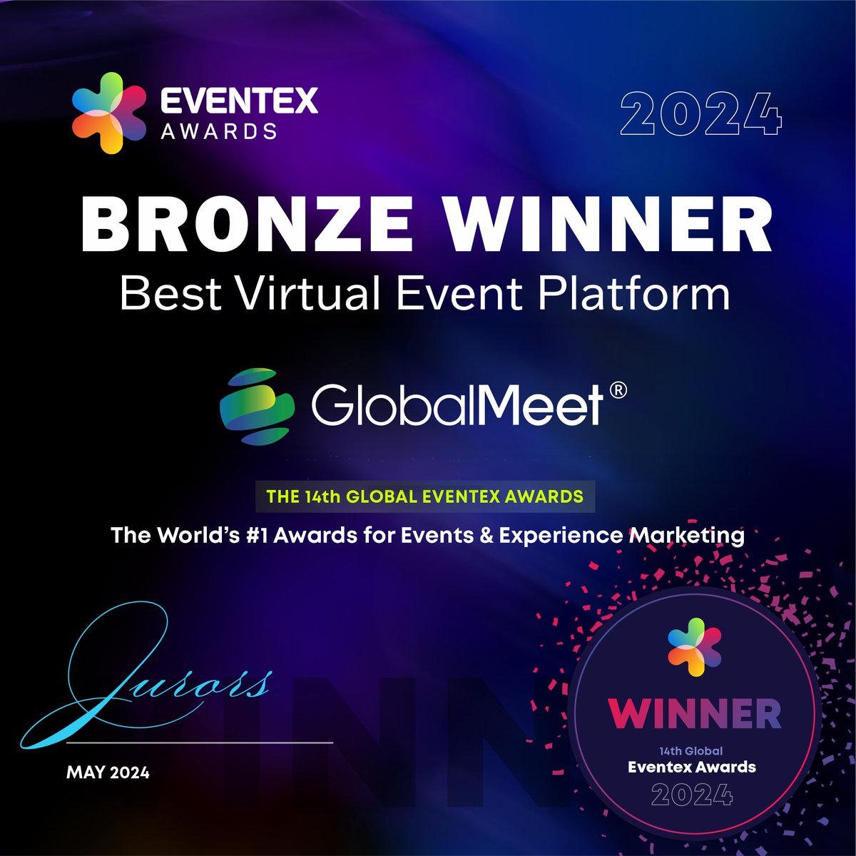 Exciting news! GlobalMeet won bronze in the prestigious 2024 Eventex Awards for Best Virtual Event Platform! Thrilled to celebrate this remarkable achievement with our powerhouse webcasting team! 🎉 #eventtech #events