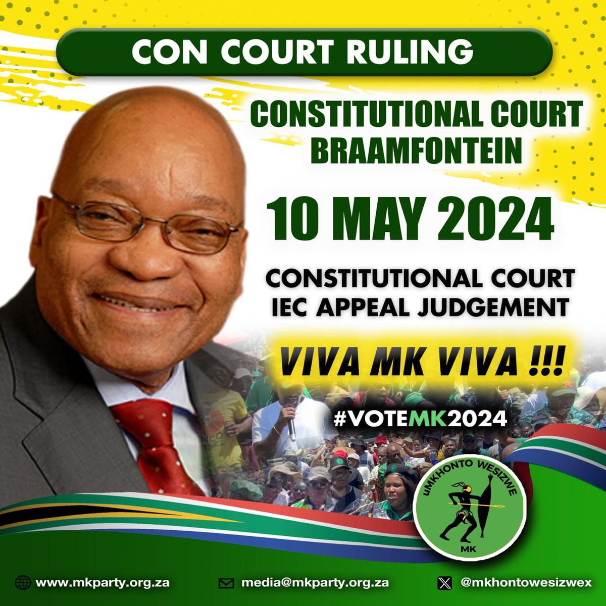 Location 👉 ConCourt in full support of President Zuma. The ANC of President Cyril Ramaphosa /Jabulani Khumalo is trying all means to fight the black people's President & to de-focus MK Party from its election campaigns. But we will continue to use this as our mini rally.