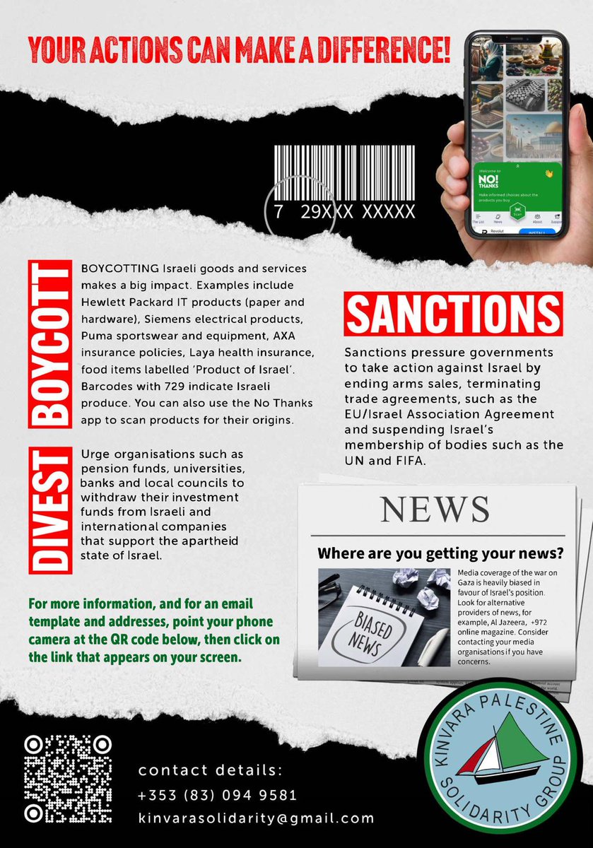 Kinvara Palestine Solidarity Group (@kinvarapalestin) on Twitter photo As Israel begins it assault on Rafah, it is time for our government to replace words with concrete action. Be doorstep-ready with this leaflet. Please share as widely as you can. If you would like to get some printed contact <a href="/KinvaraPalestin/">Kinvara Palestine Solidarity Group</a> #endgazagenocide #BDS #EUelections24 As Israel begins it assault on Rafah, it is time for our government to replace words with concrete action. Be doorstep-ready with this leaflet. Please share as widely as you can. If you would like to get some printed contact <a href="/KinvaraPalestin/">Kinvara Palestine Solidarity Group</a> #endgazagenocide #BDS #EUelections24