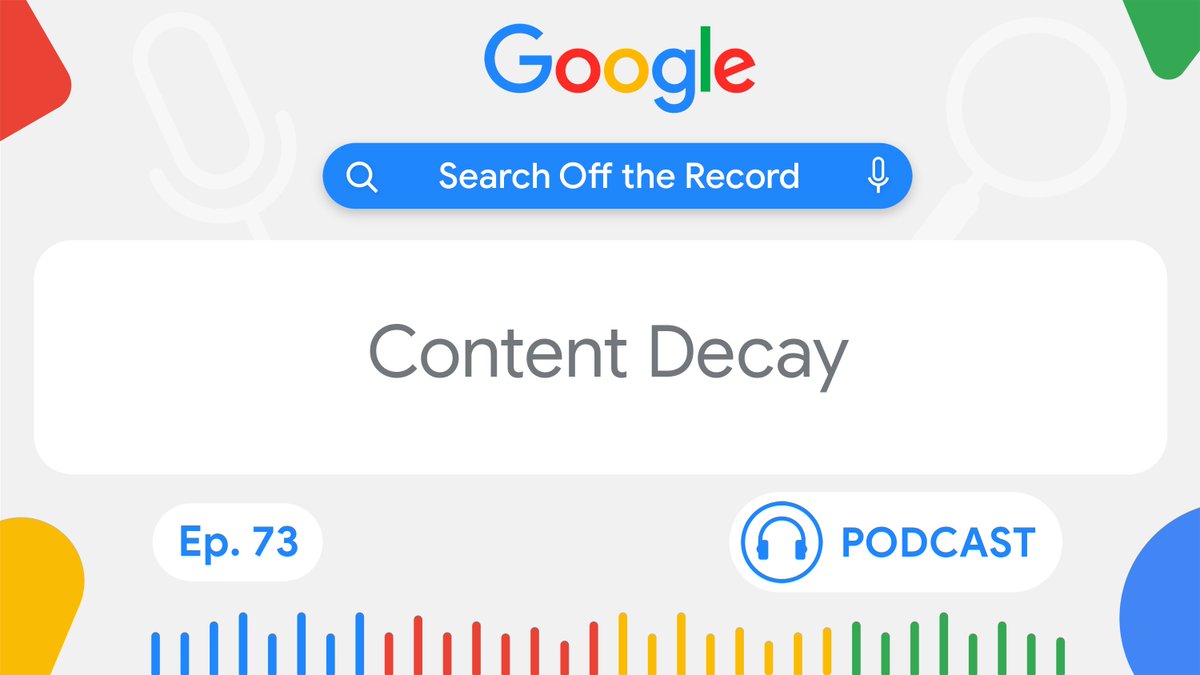 In the latest #SOTRpodcast @JohnMu and @okaylizzi talk about old stuff on the internet - specifically “content decay”. Listen along as they discuss the natural decline in relevance and effectiveness of online content over time, using the Search Central docs as an example.