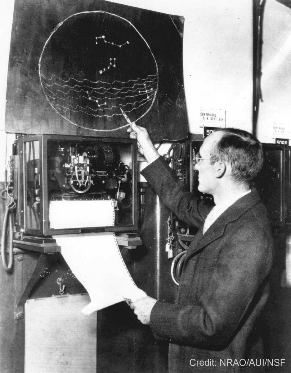 #TBT to Karl Jansky’s accidental discovery of radio emission from the heart of our galaxy, which was widely publicized this week in 1933. This kicked off the field of radio astronomy, and we now know our galactic center houses a supermassive black hole. #BlackHoleWeek