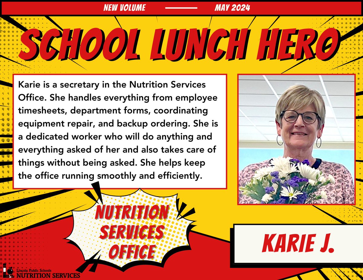 Today's #SchoolLunchHero - Karie J., Nutrition Services Office