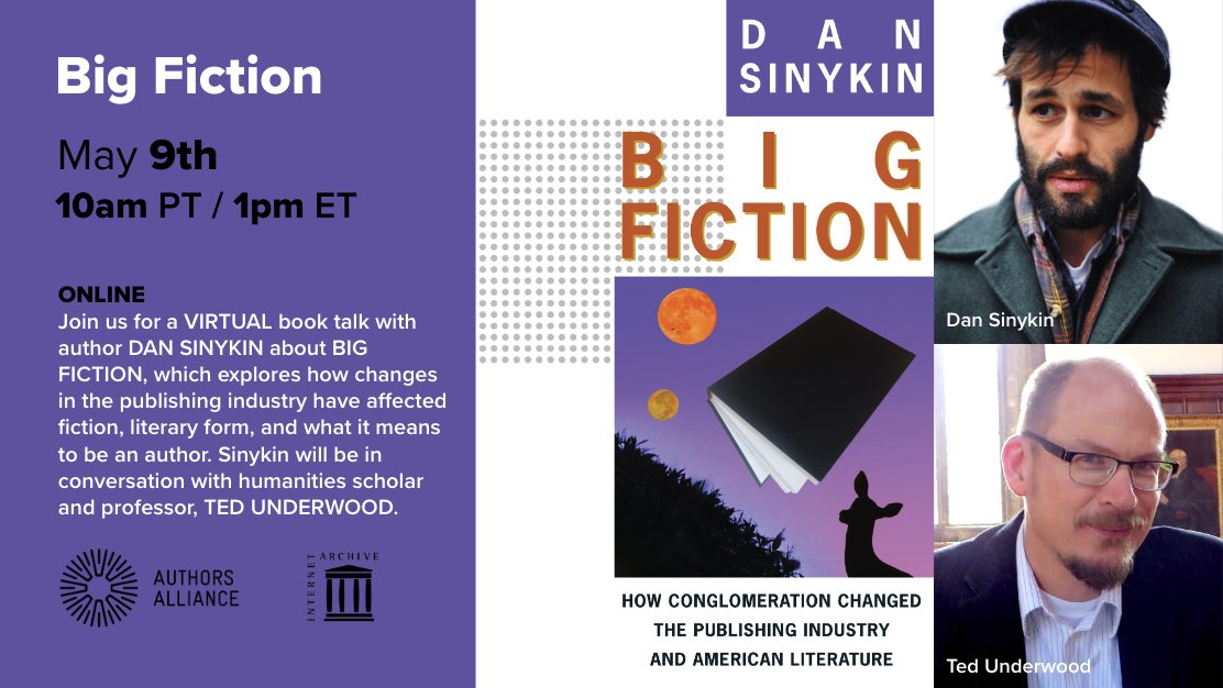 IN ONE HOUR: Join our discussion with author Dan Sinykin about his latest book, BIG FICTION. Grab your seat now! eventbrite.com/e/book-talk-bi…
