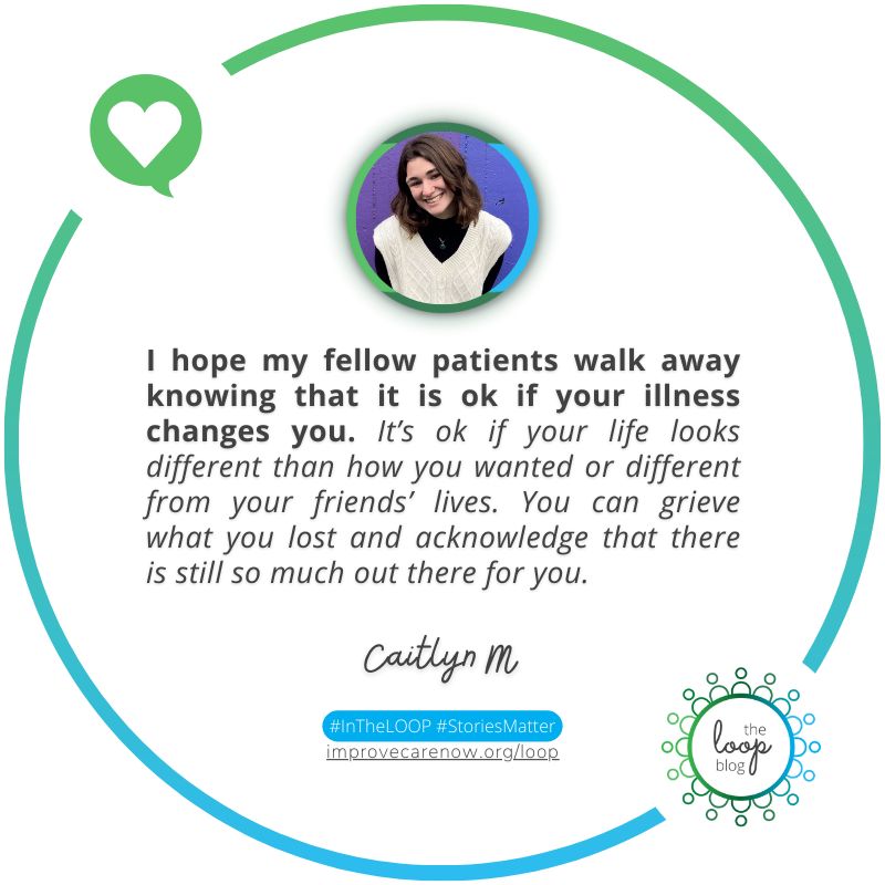 Thank you, Caitlyn, for sharing about loss & grief in chronic illness, the importance of listening, support & advocacy, and the beauty of self-discovery 💚 💙improvecarenow.org/ignite_it_is_o… #InTheLOOP @ICNPatients #IgniteTalk #Transition #IBD #Athlete #Grief #StoriesMatter