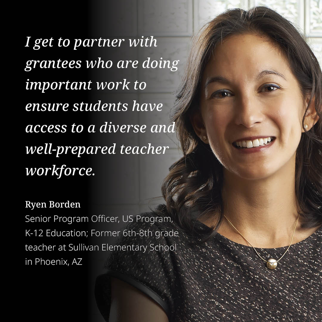 This #TeacherAppreciationWeek we’re celebrating educators, including our former teachers, working to improve education systems & expand learning opportunities for all. 🍎✍️ Ryen Borden's experience in elementary school classrooms shapes her work on our K-12 Education team.