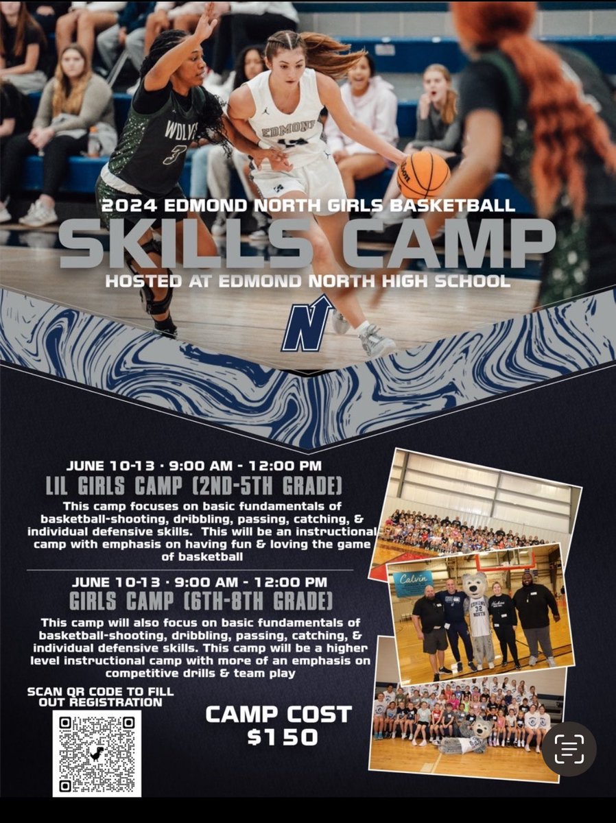 Still time to sign up for Edmond North Girls Basketball Camp! Come work on your skills and have some fun with the Edmond North High School girls team!