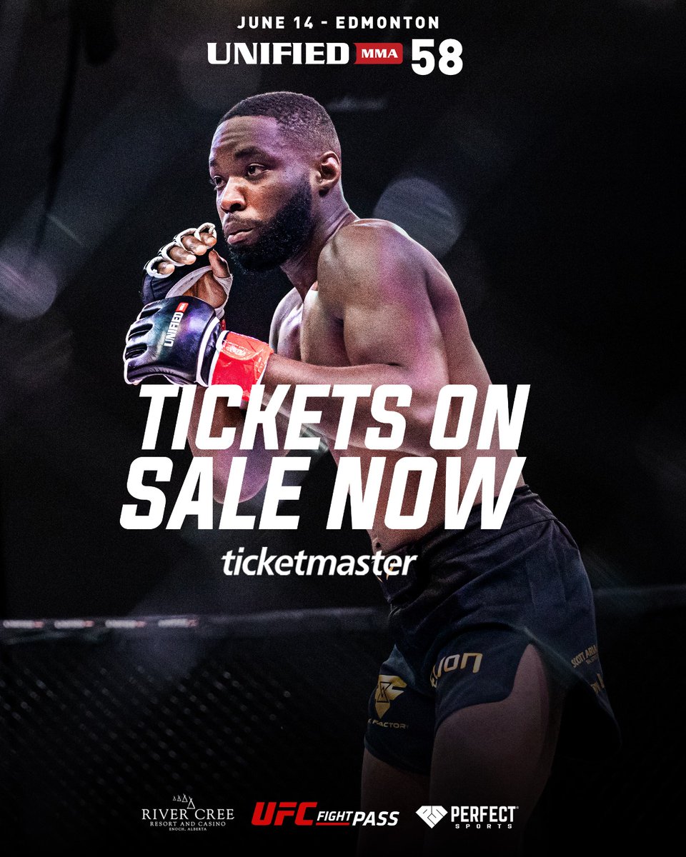 🚨 #Unified58 Tix On Sale Now❗

We're back in Edmonton with another amazing showcase event on June 14, LIVE worldwide on @UFCFightPass from the iconic @RiverCreeCasino ❗

🍁 #UnifiedNational 🍁

TICKETS ➡️ ticketmaster.ca/event/110060A3…
