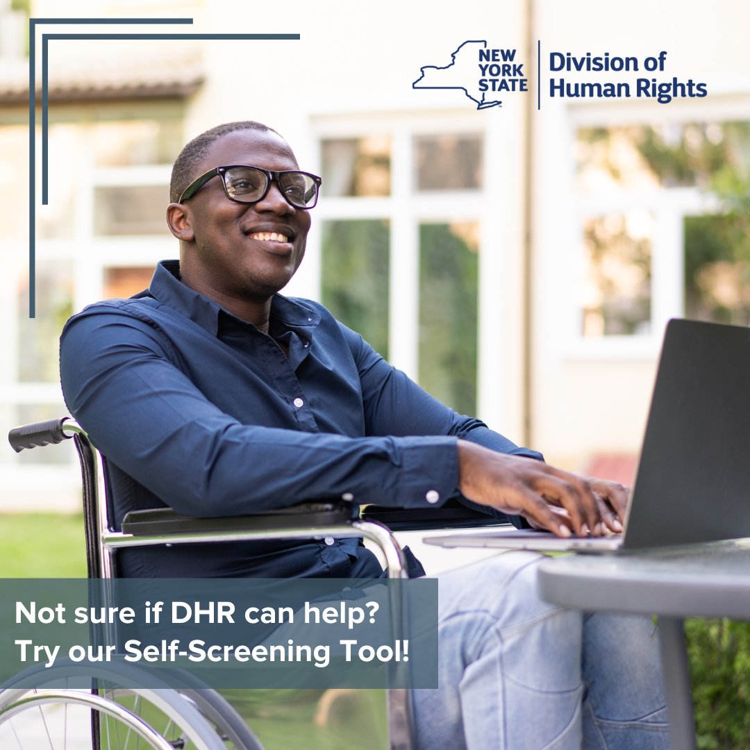 Thinking of contacting @NYSHumanRights with a complaint, but aren't sure where to start? Not sure whether NYS Human Rights Law addresses your issues? Learn more about how we can help and what the Human Rights Law covers with our new self-screening tool: dhr.ny.gov/form/self-scre…