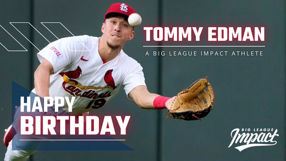 Happy birthday to Big League Impact athlete Tommy Edman, whose been teaming up with BLI for the past few years to raise money for @SLPSFoundation & the #STL students they server! #ForTheLou #STLCards