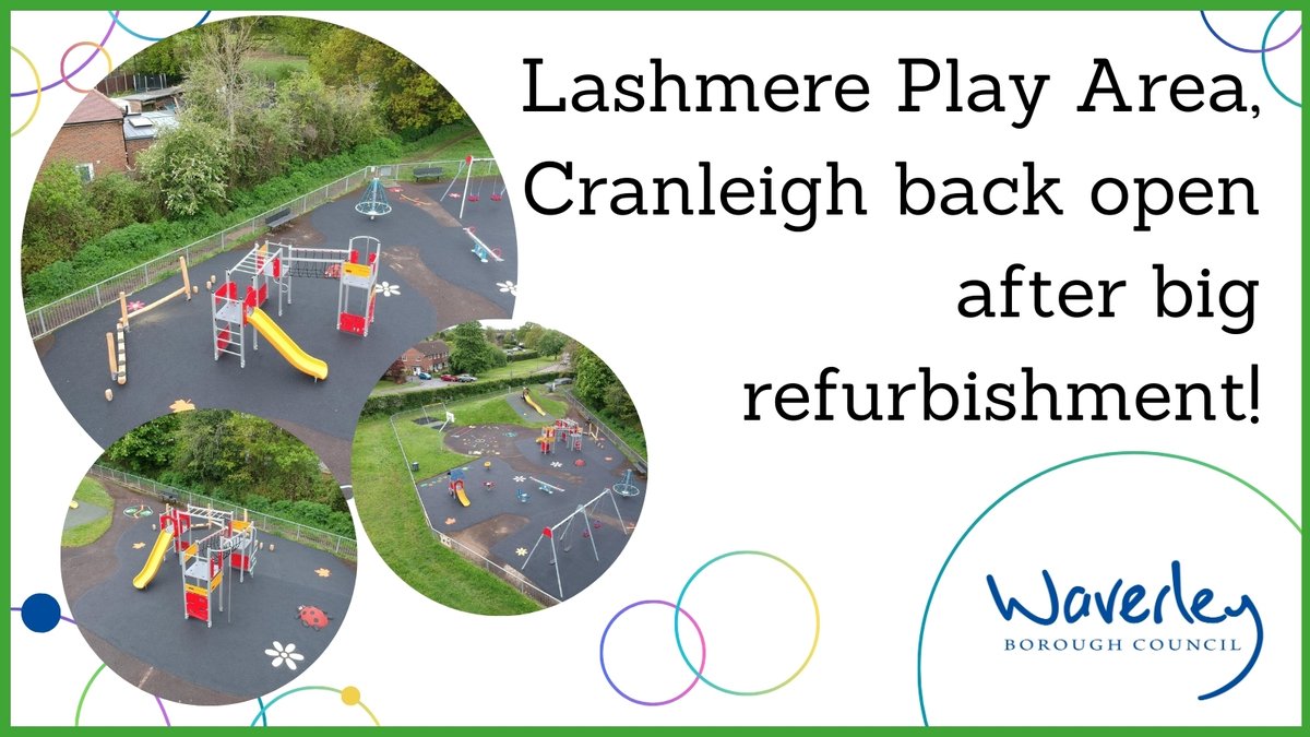 Lashmere Play Area, Cranleigh has a great new look after a big refurbishment! Take a look at the new equipment. We are very grateful to residents for bearing with us during these works. Thank you to our contractors Kompan for completing the new facility 😃 📸 AVA Recreation