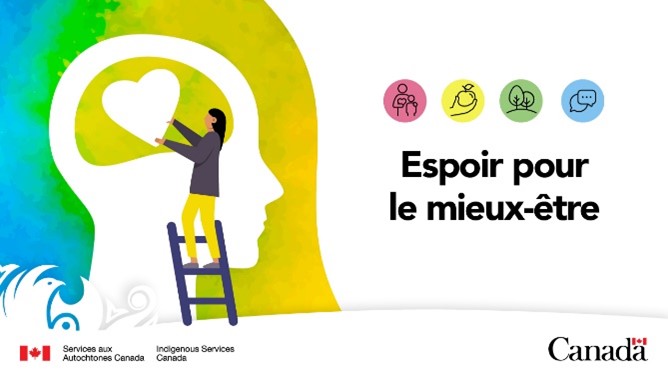 La Ligne d’écoute d’espoir pour le mieux-être est gratuite pour tous les Autochtones au Canada et offre des services de counseling 24 heures sur 24, 7 jours sur 7. Téléphonez au numéro gratuit 1-855-242-3310 ou connectez-vous au clavardage à espoirpourlemieuxetre.ca.