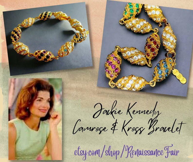 etsy.com/listing/172862…
#bracelet #vintage #JackieKennedy # JacquelineKennedy #multicolors #CamroseandKross #designer #signed #24KGP #goldplate #adjustable #crystals #royalEgg #celebrity #JBK #kennethLane #classic