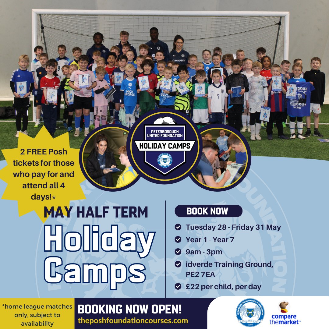 🤩 MAY HALF TERM HOLIDAY CAMPS! 📆 28 - 31 May 📍 idverde Training Ground 🔗 theposhfoundationcourses.com #pufc