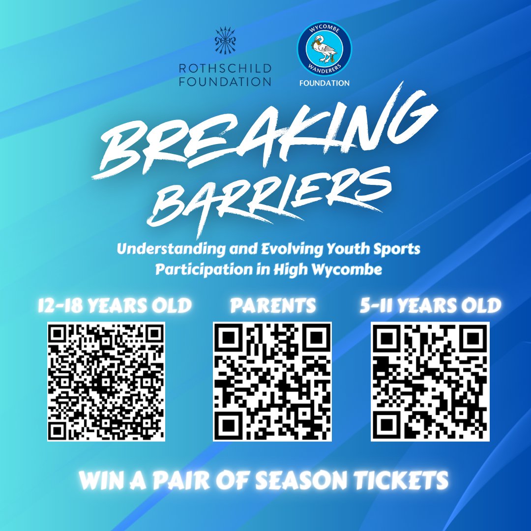 We’re seeking your input on youth sports participation in our community... Answer our questionnaire and be in with a chance of winning two @wwfcofficial season tickets! Your voice matters - let's break barriers and make a positive impact together!