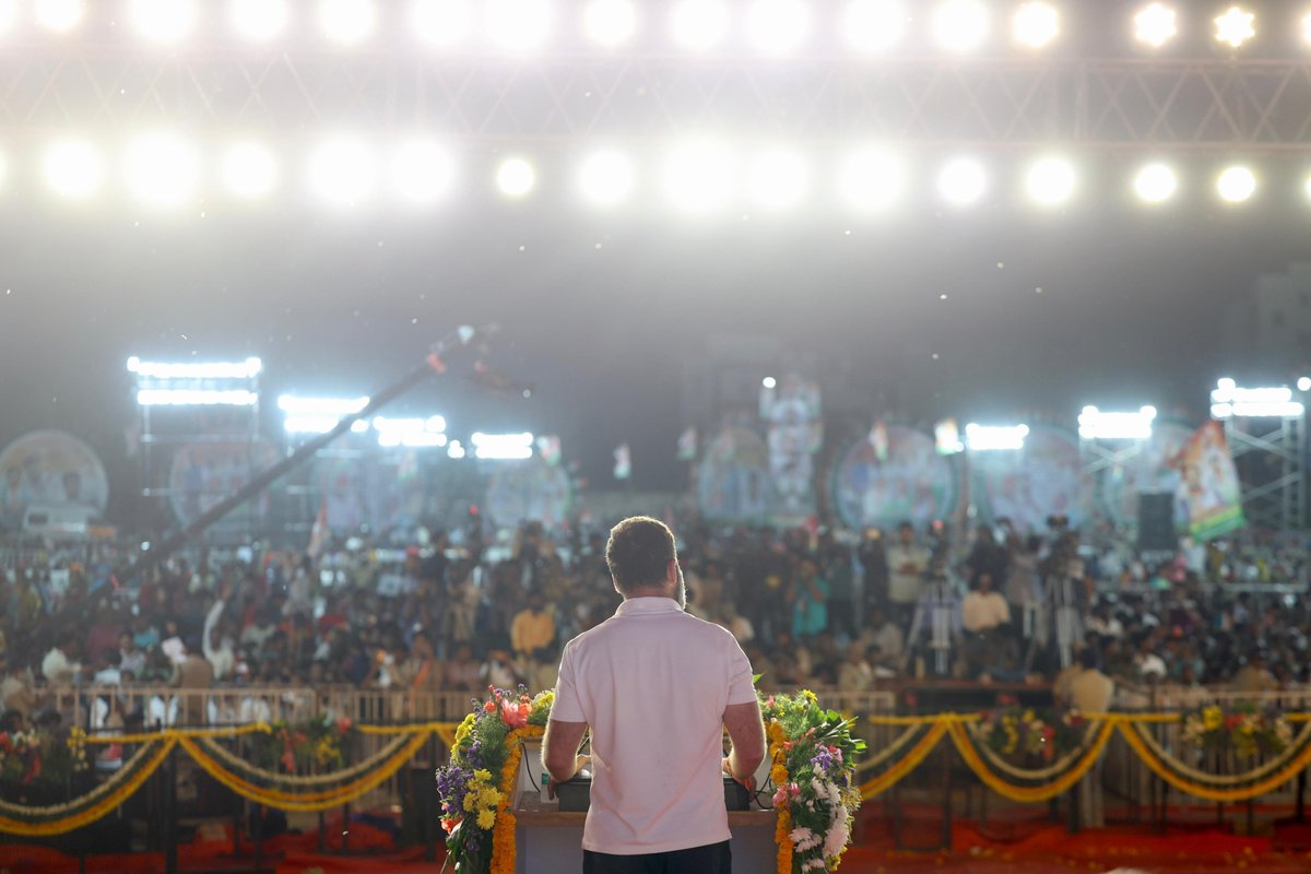 Congress rejects divisive politics and stands for unity, and equality for all. 📍Saroornagar Stadium, Telangana