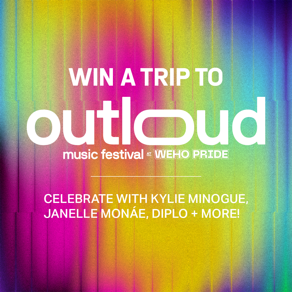 🌈ENTER TO WIN: the ultimate #Pride experience! Flyaway to @WeAre_OUTLOUD feat. @kylieminogue, @JanelleMonae, @diplo & more from 6/1-2. Prize: 2 VIP tix, $600 travel, & hotel stay courtesy of @westhollywood. t.dostuffmedia.com/t/c/s/143862