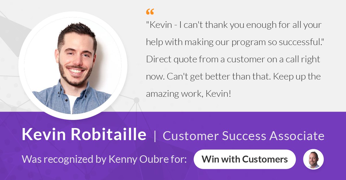 🌟 In this month's Employee Recognition Spotlight, we're celebrating @KennyOubre for recognizing the stellar work of Kevin Robitaille, our incredible A-Player! 🚀 Kevin, your ownership of outcomes shines bright! #TheGreatRecognition 🌟