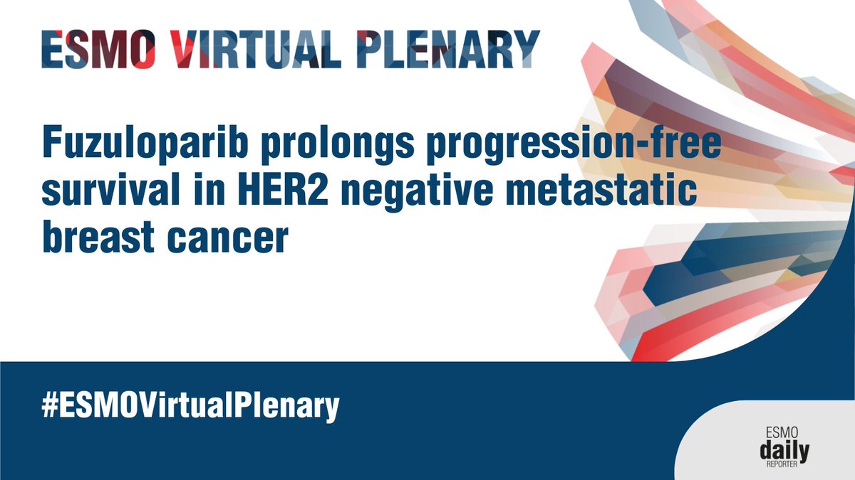 #ESMOVirtualPlenary: A progression-free survival benefit was observed in women with germline BRCA1/2 mutations when treated with the #PARPi alone or in combination w/ apatinib. @E_de_Azambuja comments the results on the #ESMODailyReporter 👉dailyreporter.esmo.org/news/fuzulopar… #mbc