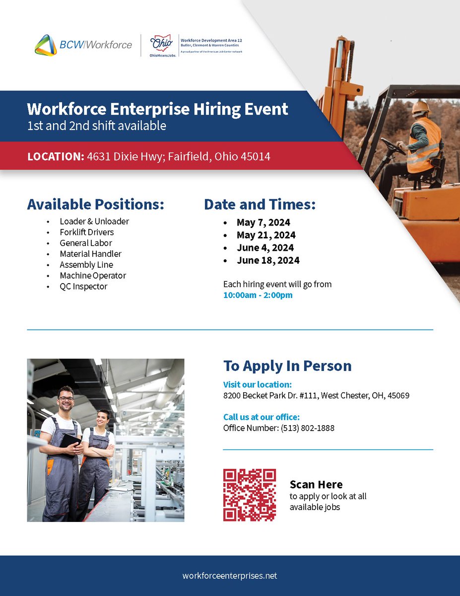Don't miss these Workforce Enterprise Hiring Events! Click here to apply or look at available jobs! loom.ly/EcvNRLU #OhioMeansJobs #WorkforceEnterprise #HiringEvents #CareerOpportunities