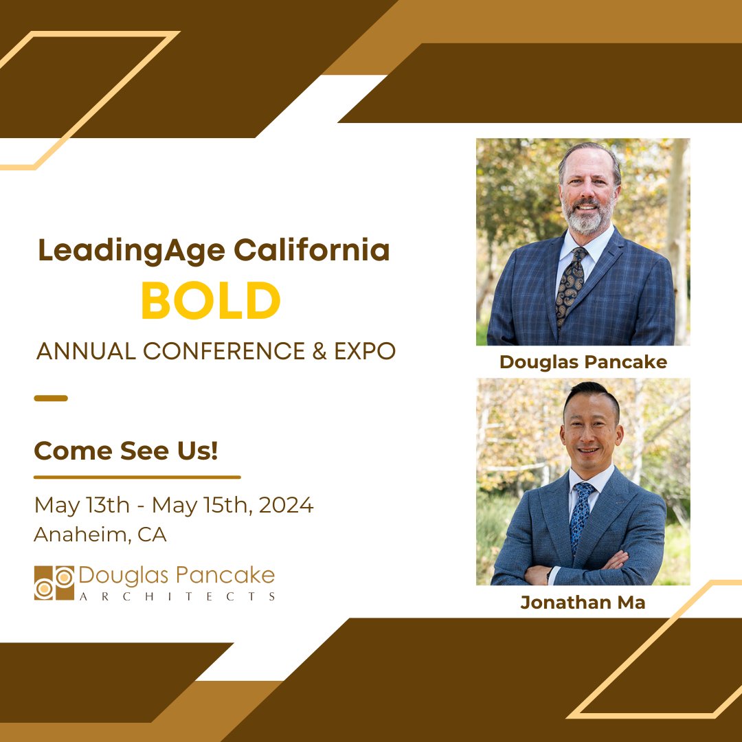 Come visit Doug and Jonathan from Douglas Pancake Architects at the LeadingAge California BOLD Annual Conference & Expo!

Visit loom.ly/3jAw-ZU for more information - we hope to see you there.⁠

#LeadingAgeCA #AnnualConference #BOLD24 #DouglasPancakeArchitects