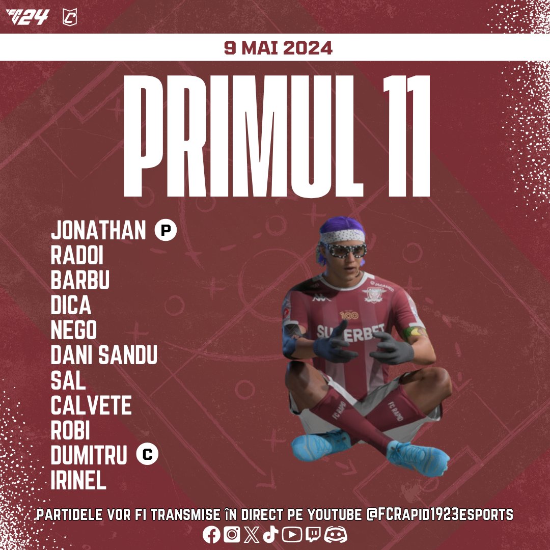 FC Rapid 1923 eSports (@esportsfcrapid) on Twitter photo 📅Thursday, 9th of may 2024
🏆<a href="/VPGBalkan/">Virtual Pro Gaming Balkan™️</a>
🆚 <a href="/JuventusBuc/">Juventus Bucuresti eSports</a>🕑22:00
🆚 NK Čelik eSport🕑22:25
🏆<a href="/VPGPremier/">VPG Esports Premier</a>
🆚 <a href="/LarryBearsFC/">Larry Bears FC</a>🕑22:45
🆚 <a href="/GOAL_FC/">GOAL FC</a>🕑23:15
🆚 <a href="/ECORP_ES/">ECORP</a>🕑23:40
Watch on YouTube: Rapid eSports TV.
#EAFC24 #FC24Clubs 📅Thursday, 9th of may 2024
🏆<a href="/VPGBalkan/">Virtual Pro Gaming Balkan™️</a>
🆚 <a href="/JuventusBuc/">Juventus Bucuresti eSports</a>🕑22:00
🆚 NK Čelik eSport🕑22:25
🏆<a href="/VPGPremier/">VPG Esports Premier</a>
🆚 <a href="/LarryBearsFC/">Larry Bears FC</a>🕑22:45
🆚 <a href="/GOAL_FC/">GOAL FC</a>🕑23:15
🆚 <a href="/ECORP_ES/">ECORP</a>🕑23:40
Watch on YouTube: Rapid eSports TV.
#EAFC24 #FC24Clubs