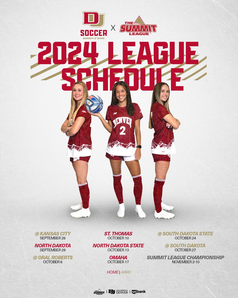 Denver Women's Soccer (@du_wsoccer) on Twitter photo Our <a href="/TheSummitLeague/">The Summit League</a> schedule is here!
🗓️ bit.ly/2SnDSF3
📰 bit.ly/44Alsl0
#GoPios | #SummitWSOC Our <a href="/TheSummitLeague/">The Summit League</a> schedule is here!
🗓️ bit.ly/2SnDSF3
📰 bit.ly/44Alsl0
#GoPios | #SummitWSOC